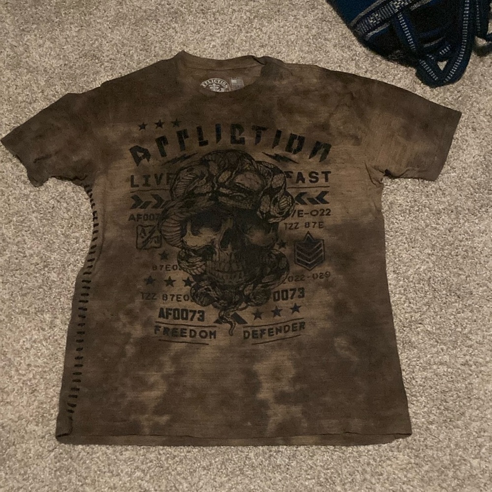 Affliction Brown Short Sleeve Tee Vintage Style